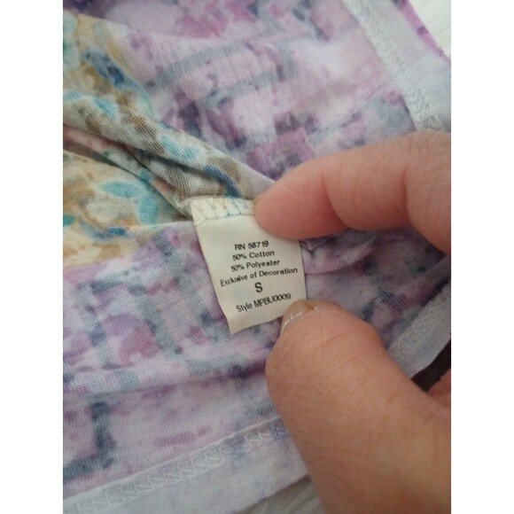 Ladies Misses Notations Purple Pink Blue  Top Sz S Short Sleeve - Picture 5 of 8